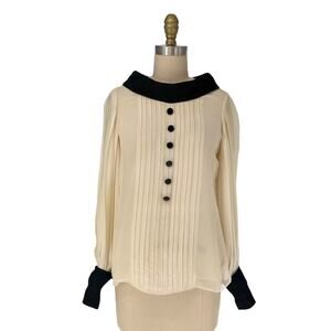 Robert Rodriguez Silk Chiffon Pleated Blouse Womens size 4